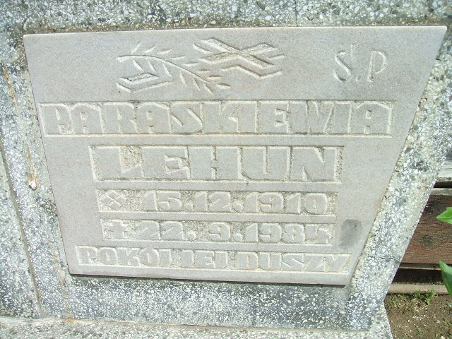 Paraskiewia Lehun 1910 Głubczyce - Grobonet - Wyszukiwarka osób pochowanych